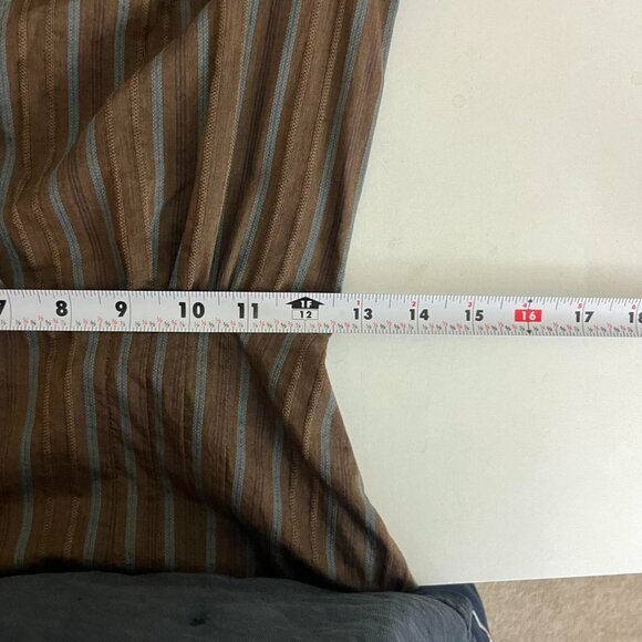 brown and blue pinstripe y2k deep v neck midi dress - Picture 6 of 8